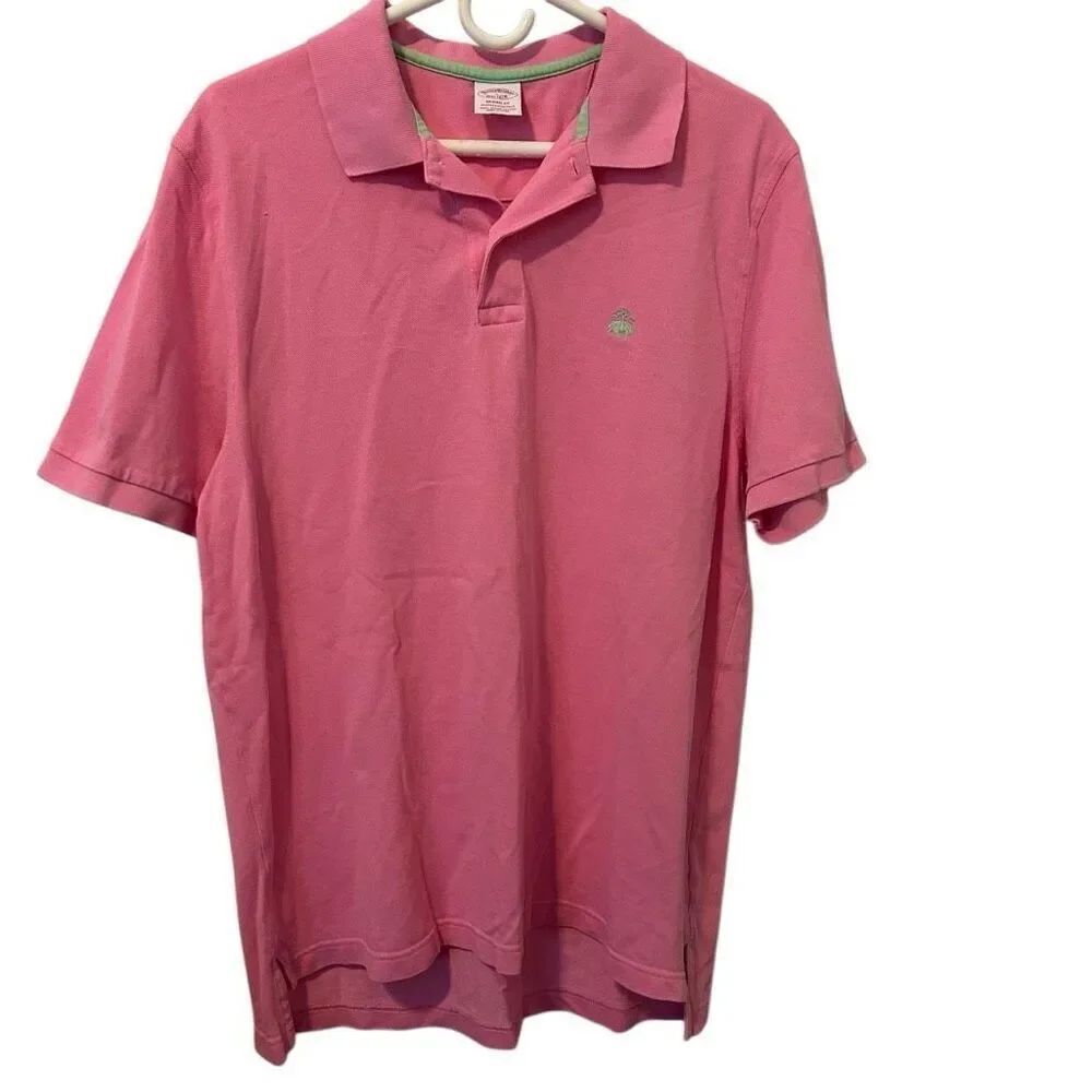Brooks Brothers Performance Polo Original Fit Pink Short Sleeve Mens Size Large